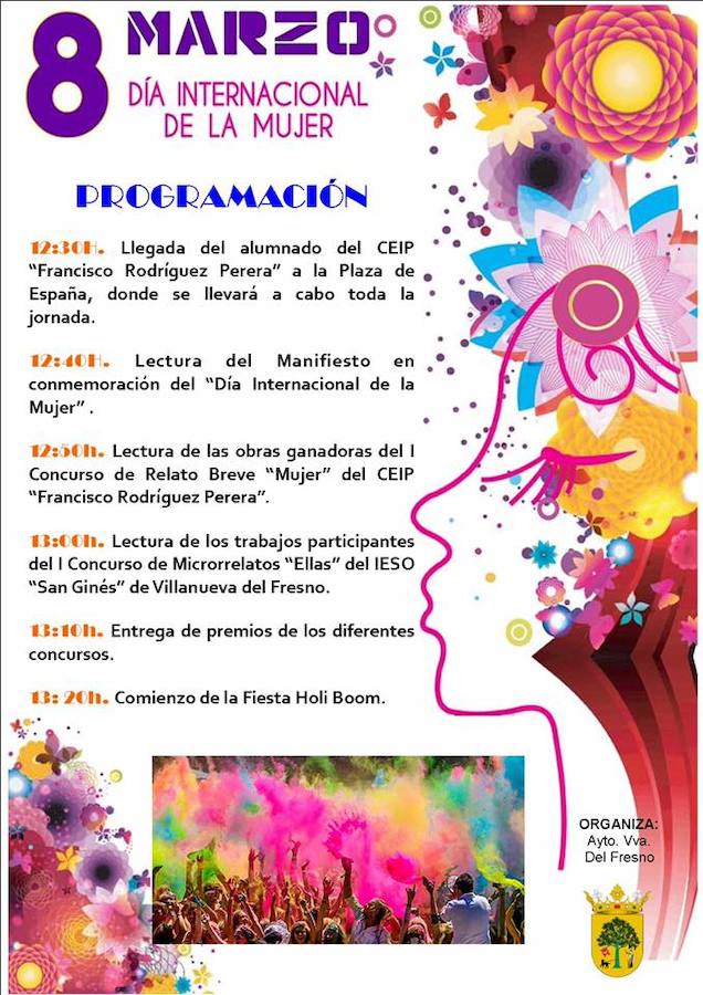 El Ayuntamiento conmemora el Día de la Mujer Trabajadora con los alumnos del CEIP y un evento Holi