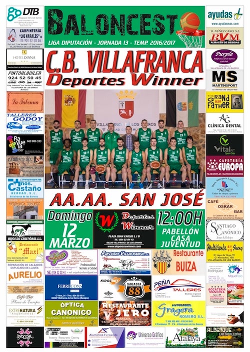 El CBV Deportes Winner y AA. AA. San José se enfrentan mañana en la Liga Diputación de Baloncesto