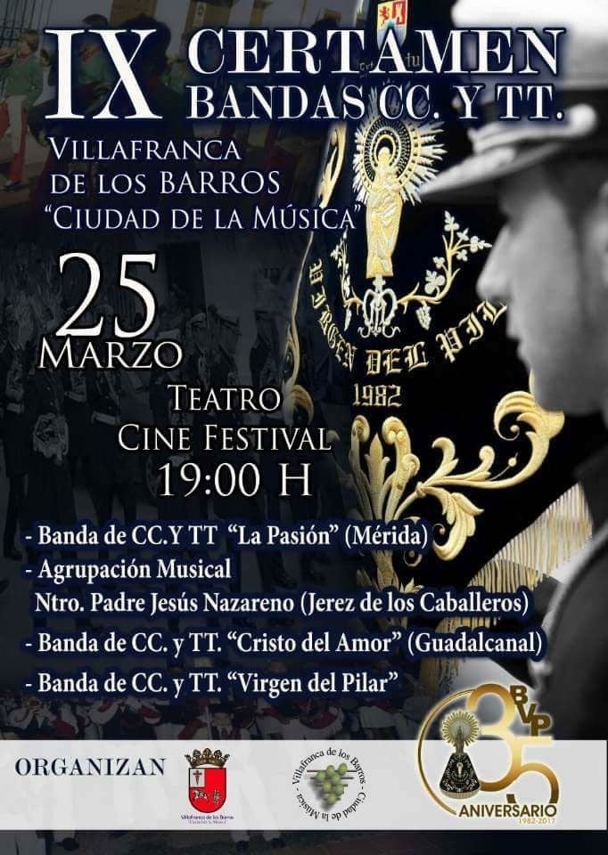 Cuatro agrupaciones musicales participan el próximo sábado 25 de marzo en el IX Certamen de Bandas de Cornetas y Tambores