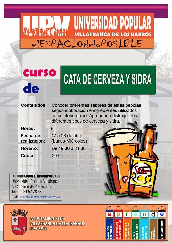 La UPV organiza el próximo mes de abril un curso de cata de cerveza y sidra