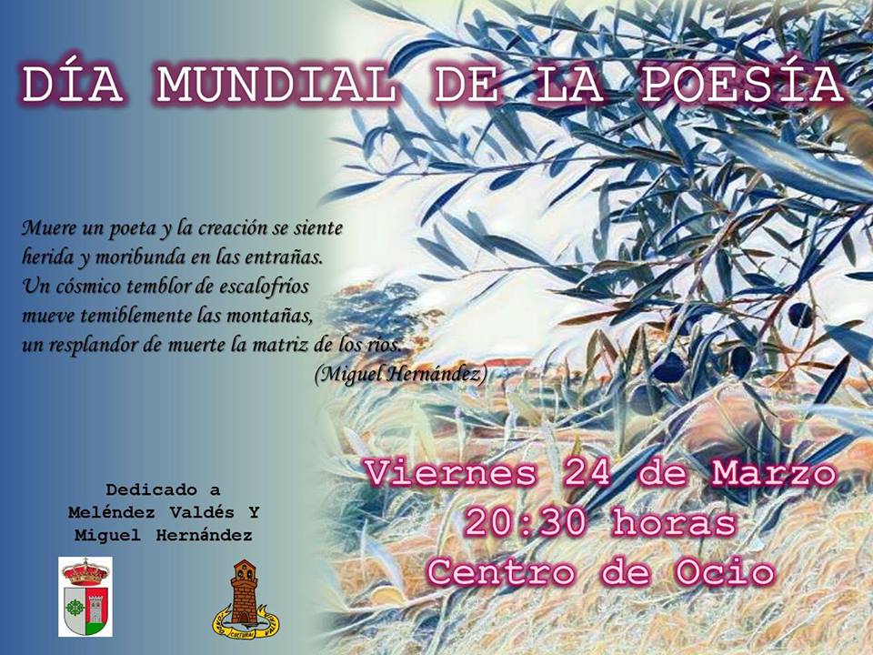 Velada poético-musical hoy viernes, con motivo del Día Mundial de la Poesía