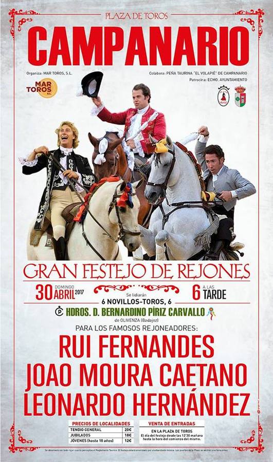 Festejo de rejoneo, el domingo 30