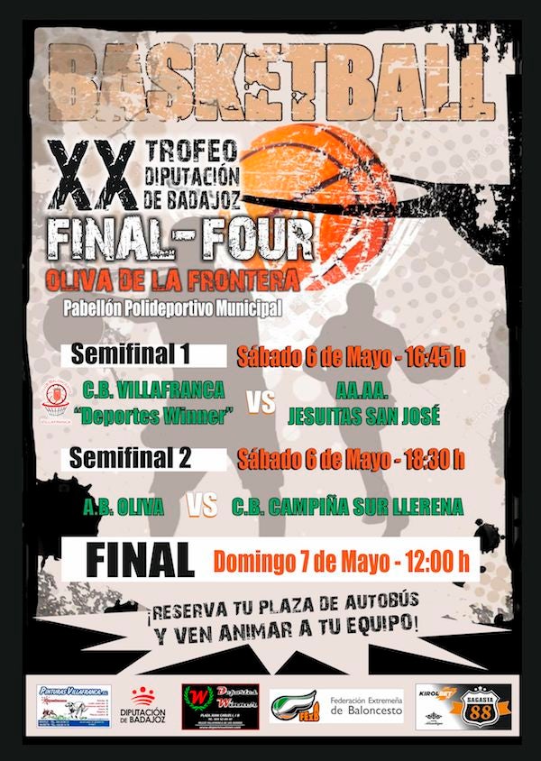 Oliva de la Frontera acoge esta tarde la final a cuatro del XX Trofeo Diputación Masculino de baloncesto