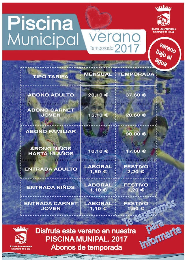 La piscina municipal se inaugurará el sábado 17 de junio y mantendrá los mismos precios