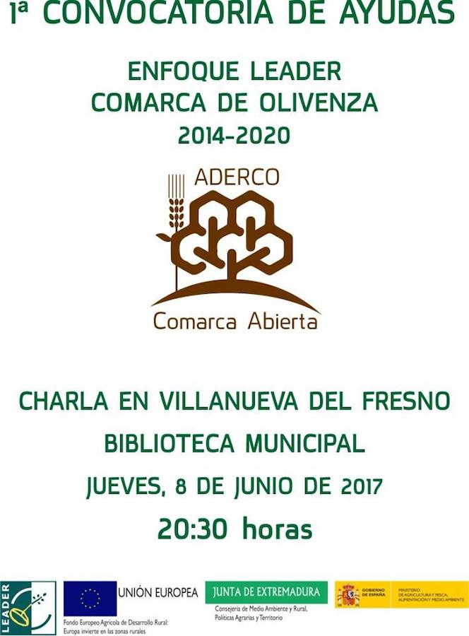 ADERCO realizará una charla informativa sobre las ayudas LEADER