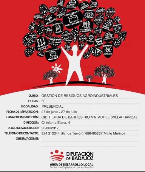 La Diputación de Badajoz oferta un curso de Gestión de Resíduos Agroindustriales