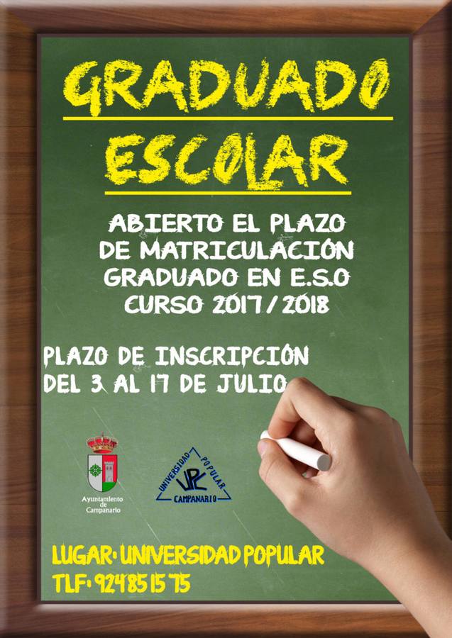 Abierta la matrícula para la obtención del Graduado en ESO