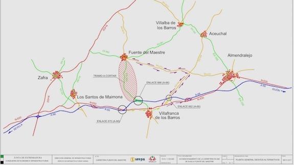 Desde las 15 horas del jueves 13 de julio se producirá el corte al tráfico de la carretera EX-360 entre Villafranca y Fuente del Maestre