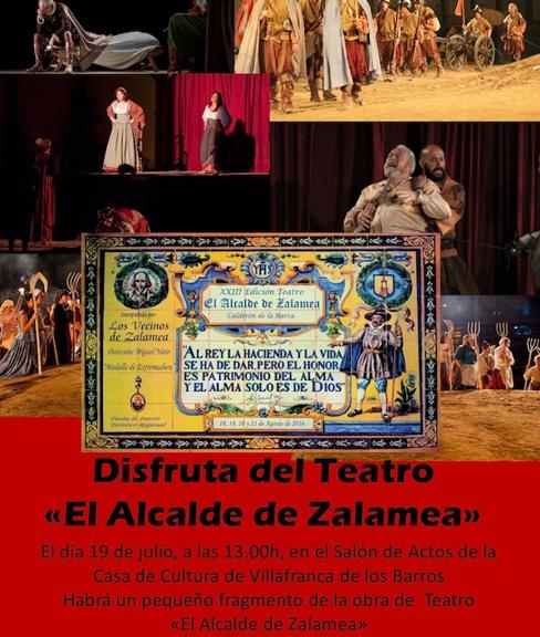 El próximo miércoles 19, a las 13 horas, se presentará en la Casa de la Cultura la obra 'El alcalde de Zalamea'