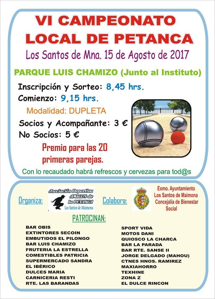 El próximo martes "El Chamizo" se llena de petancas