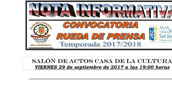 Club Baloncesto Villafranca y Jesuitas San José dan esta tarde una rueda de prensa conjunta