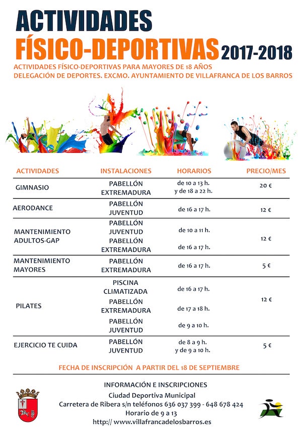 Se presentan las actividades deportivas de adultos y acuáticas para la temporada 2017/2018