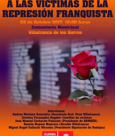 El domingo 22 de octubre se celebrará en el cementerio un acto homenaje a las víctimas de la represión franquista