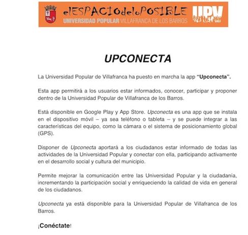 La Universidad Popular de Villafranca ha puesto en marcha la app “Upconecta”.