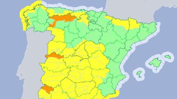 Los avisos por viento y lluvia vuelven el miércoles a Extremadura
