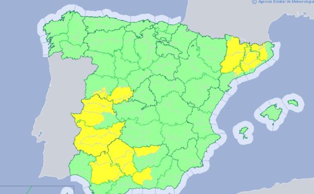 El aviso por tormentas está activo hoy hasta las 22 horas de la noche en el Sur de Badajoz