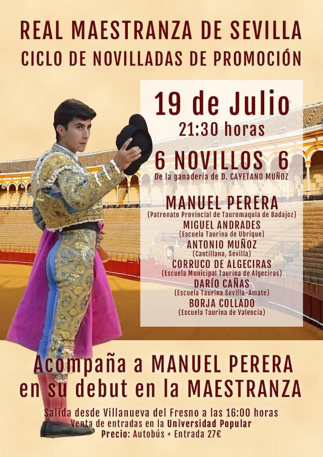 El Ayuntamiento fleta un autobús para asistir al debut de Manuel Perera en la Maestranza
