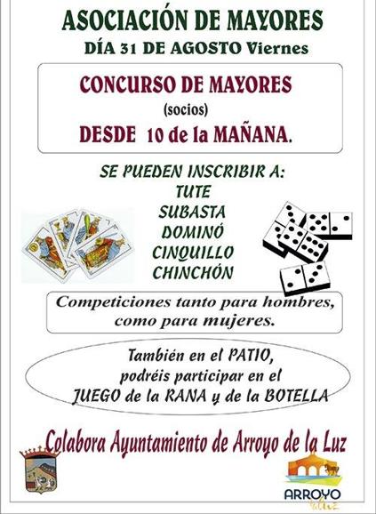 Los mayores de Arroyo de la Luz pueden apuntarse ya para el concurso de mayores