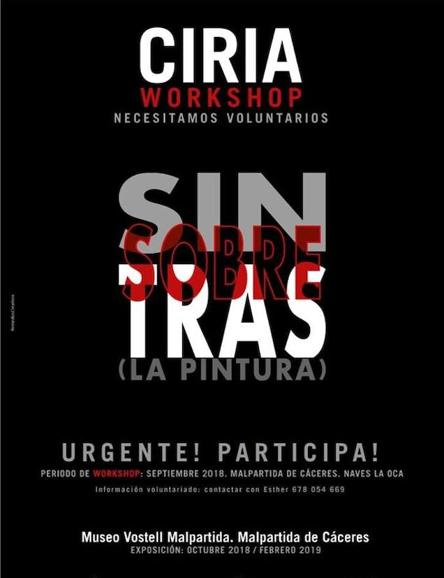 Esta tarde reunión a las 19:30 horas para ser voluntarios en el proyecto SIN, SOBRE, TRAS (La pintura)