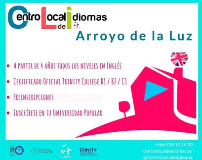 Abierto el plazo de preinscripción para el Centro Local de Idiomas de Arroyo de la Luz