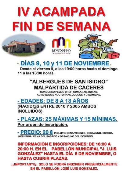 Hoy es el último día para inscribirse en la Acampada de Fin de Semana