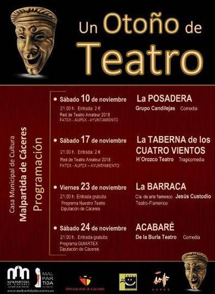 El Ayuntamiento de Malpartida de Cáceres apuesta un año más por ‘Un Otoño de Teatro’