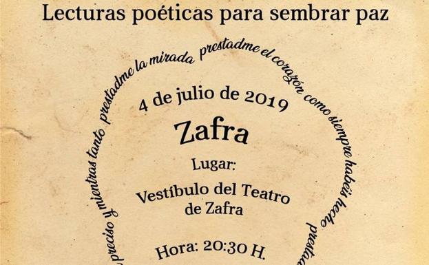 Zafra acogerá uno de los cuatro encuentros de las 'Lecturas poéticas para sembrar paz'