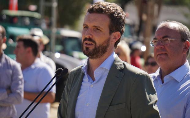 El presidente nacional del PP, Pablo Casado, trae a la FIG sus compromisos con el sector agrario y ganadero