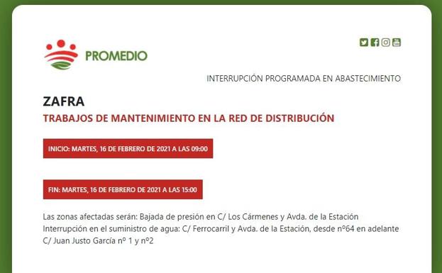 Bajadas de presión de agua y cortes en el suministro este martes en la zona de Los Cármenes y avenida de la Estación