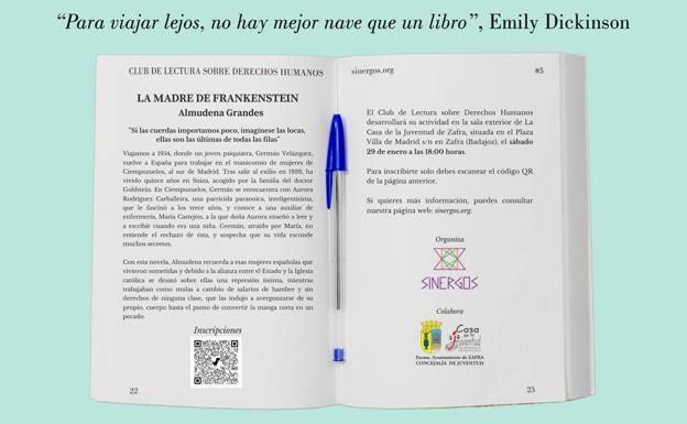 La ONGD Sinergos rendirá homenaje en Zafra a Almudena Grande con su Club de Lectura sobre Derechos