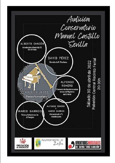 Juventudes Musicales 'José Cabezón' ofrece este sábado una audición de clarinete y piano del Conservatorio Superior Manuel Castillo de Sevilla