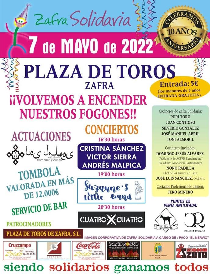 Zafra Solidaria celebra su décimo aniversario con un gran evento y volviendo a encender sus fogones
