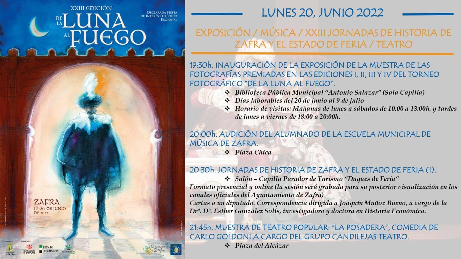 Una exposición, música, teatro e historia llenan este lunes De la Luna al Fuego