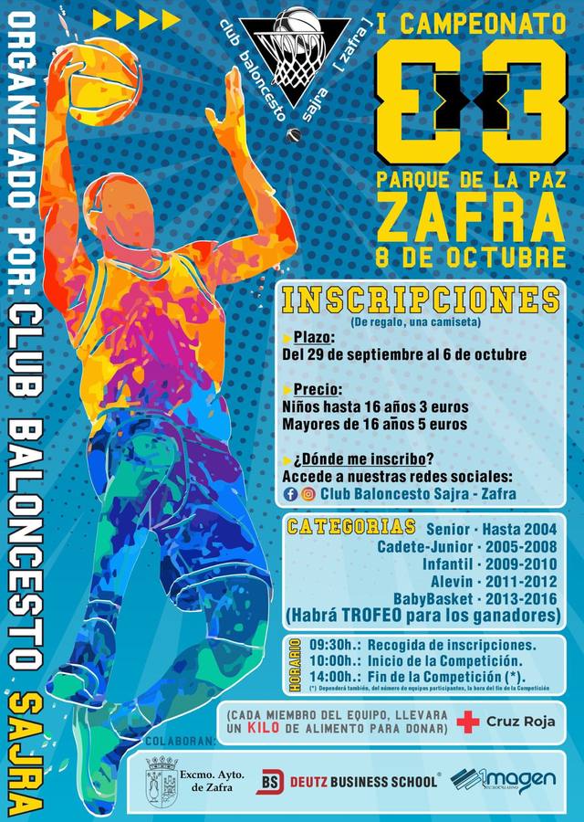 El Club de Baloncesto Sajra organiza un torneo 3x3 en el Parque de la Paz