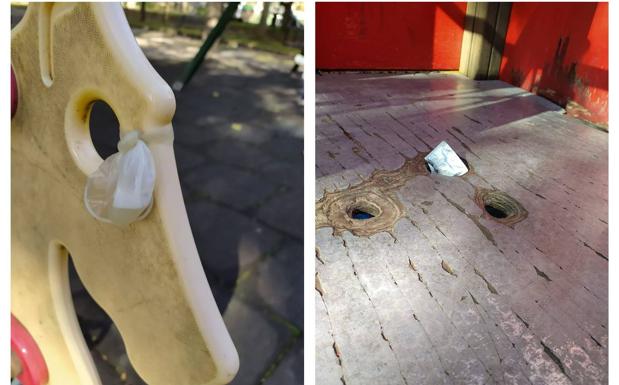 Un grupo de madres denuncia el vandalismo que sufre la zona de juegos infantiles del Parque de la Paz
