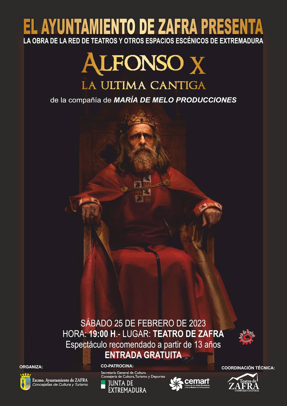 La obra 'Alfonso X: La última cantiga' podrá verse este sábado en el Teatro de Zafra