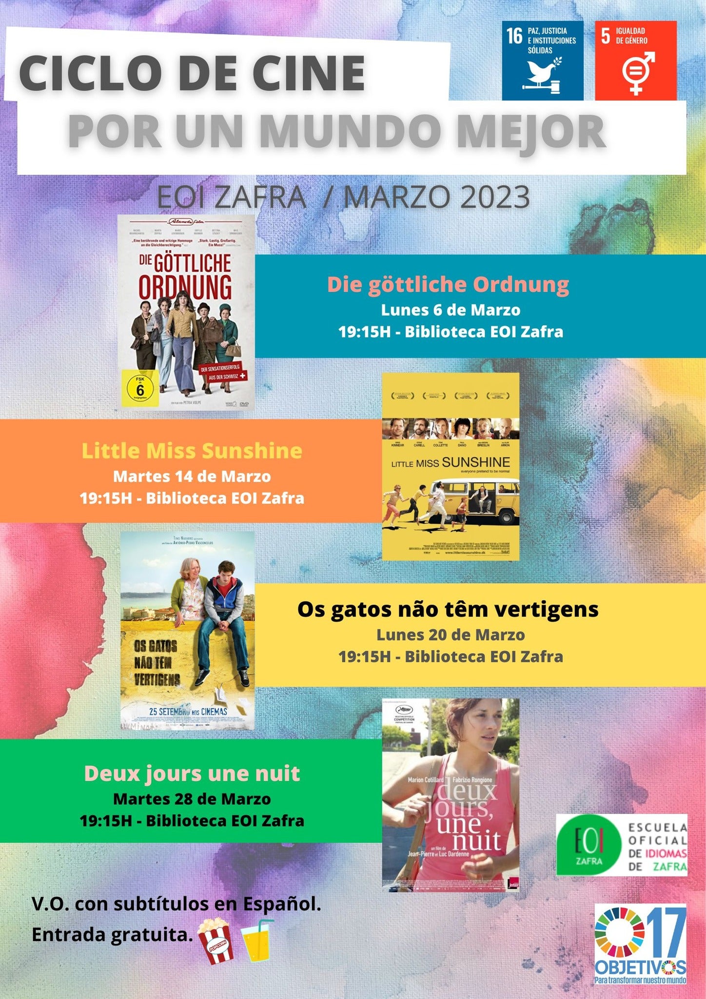 La Escuela Oficial de Idiomas conmemora el Día de la Mujer con el ciclo de cine 'Por un mundo mejor' en versión original