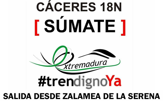 Zalamea fletará un autobús para reclamar un tren digno el 18N en Cáceres