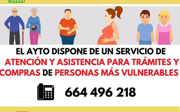 El ayuntamiento ofrece un servicio de asistencia para compras de primera necesidad