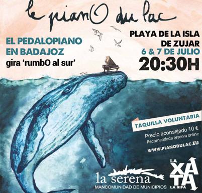 El concierto flotante 'El pedalOpiano' hace parada en la playa de la Isla del Zújar