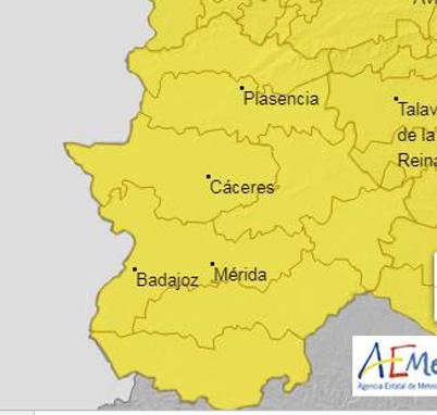 AEMET activa la alerta amarilla por lluvias y tormentas en la comarca de La Serena