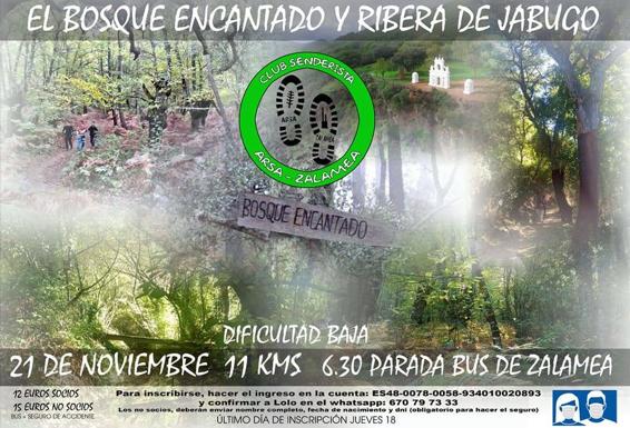 Arsa Zalamea organiza una ruta senderista a 'El Bosque Encantado y Ribera de Jabugo', en Huelva