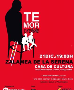 El Centro Cultural acoge mañana la representación del teatro 'Temor Creíble'