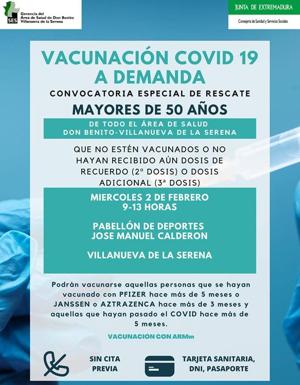 El Área de Salud Don Benito-Villanueva organiza una vacunación masiva para mayores de 50 años