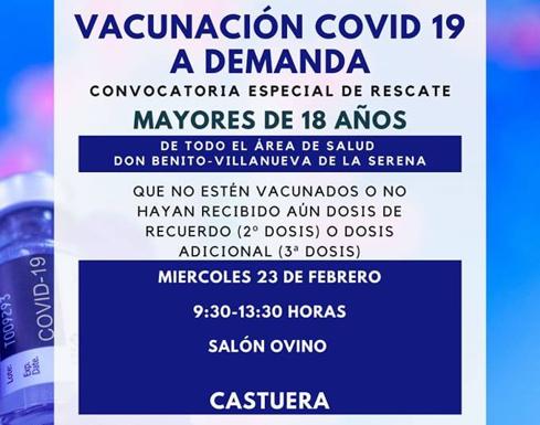El Área de Salud Don Benito-Villanueva organiza una vacunación masiva para mayores de 18 años en Castuera